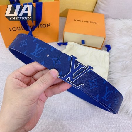 Initials Reversible Belt Monogram Cobalt Taiga 40MM Blue