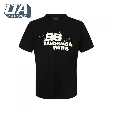 Balenciaga Men's Hand Drawn BB Icon Medium Fit Vintage T-Shirt Black/Beige