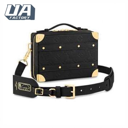 nba handle trunk monogram coated canvas textile lining in black - lmb007