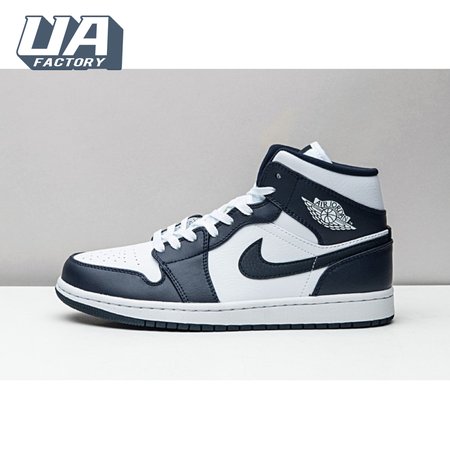Jordan 1 Mid White Metallic Gold Obsidian 554724-174 Unisex