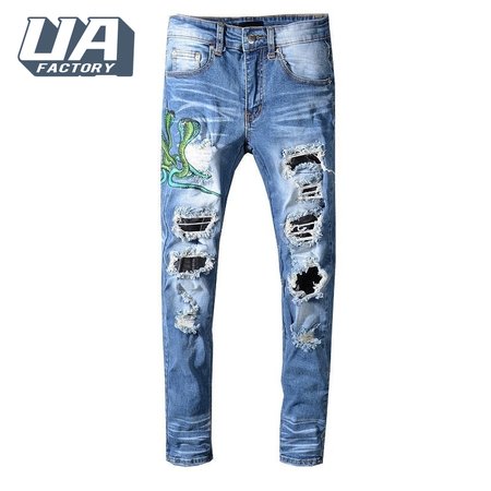 Amiri Cobra Jeans Light Blue / Green