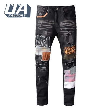 Amiri Logo Patch Jeans Black