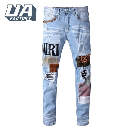 Amiri Logo Patch Jeans Light Blue