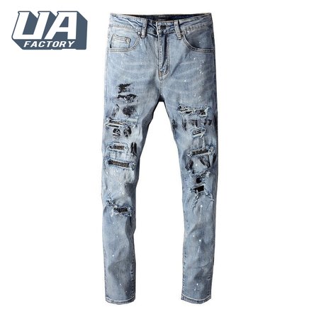 Amiri RhineStone Splatter Jeans Light Blue