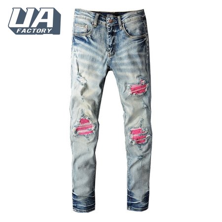 Amiri Rip Jeans Blue / Pink