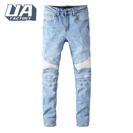 Amiri Zipper Jeans Light Blue / White