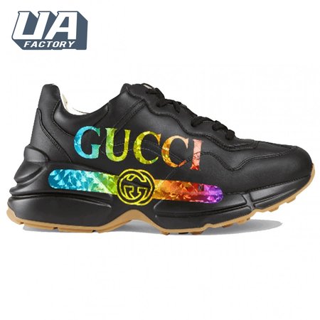 GUCCI RHYTON LEATHER SNEAKER WITH GUCCI LOGO