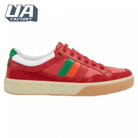 GUCCI MEN'S RED LEATHER AND NYLON SNEAKERS - GC62
