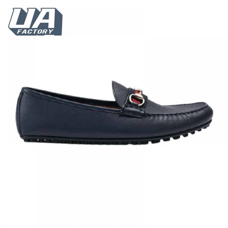 GUCCI LEATHER DRIVER WITH WEB NAVY - LDG006