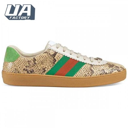 GUCCI MEN'S NATURAL G74 PYTHON TRAINER WITH WEB - GC35